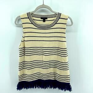 J. Crew merino wool cotton blend sleeveless fringe hem knit tank sz M